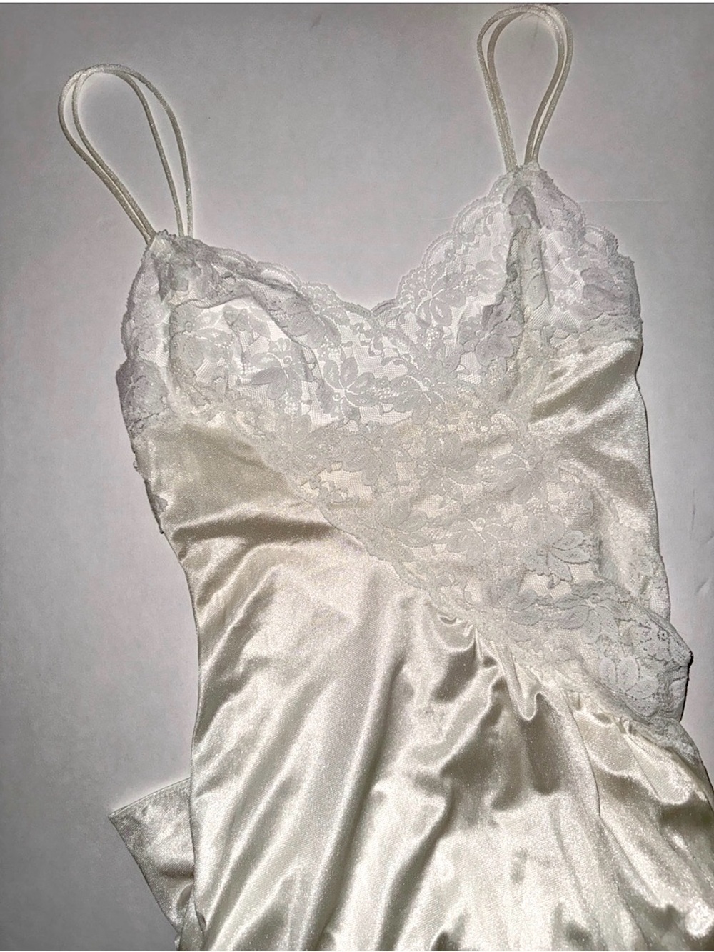Vtg 60s Val Mode Ivory Nylon Tricot Lace Maxi Gown Bridal Honeymoon XS Nightgown